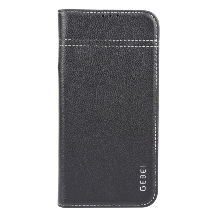 For iPhone 16 Pro GEBEI Top-grain Horizontal Flip Leather Phone Case(Black) - iPhone 16 Pro Cases by GEBEI | Online Shopping UK | buy2fix