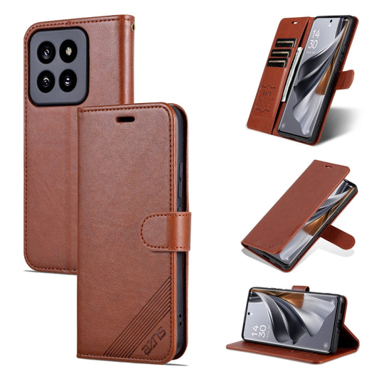 For Xiaomi 14 Pro AZNS Sheepskin Texture Flip Leather Phone Case(Brown) - 14 Pro Cases by AZNS | Online Shopping UK | buy2fix