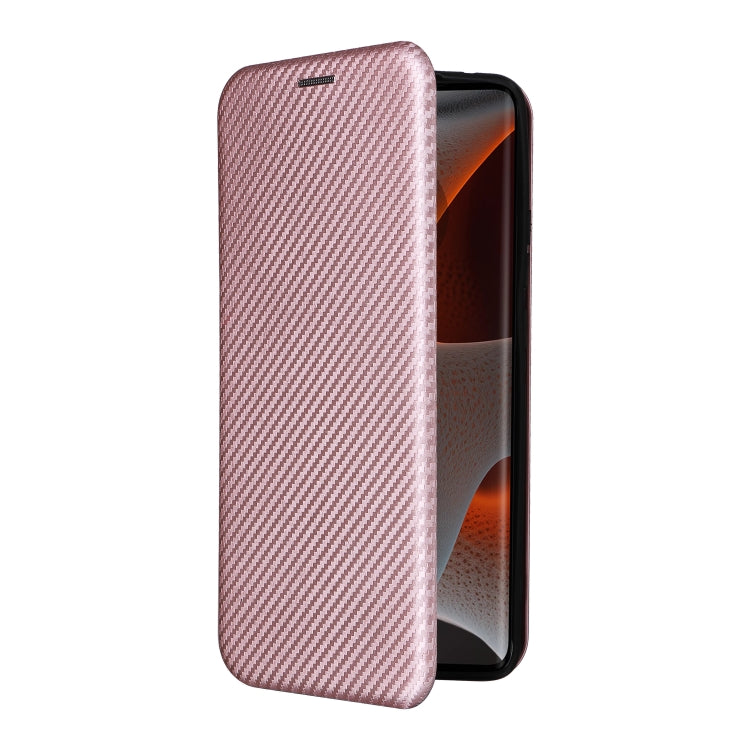 For Motorola Edge 50 Pro Carbon Fiber Texture Flip Leather Phone Case(Pink) - Motorola Cases by buy2fix | Online Shopping UK | buy2fix