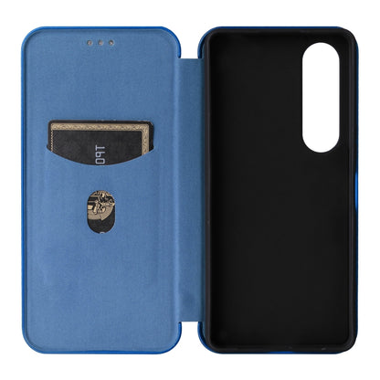 For Sony Xperia 1 VI 2024 Carbon Fiber Texture Flip Leather Phone Case(Blue) - Sony Cases by buy2fix | Online Shopping UK | buy2fix