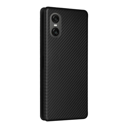 For Sony Xperia 10 VI 2024 Carbon Fiber Texture Flip Leather Phone Case(Black) - Sony Cases by buy2fix | Online Shopping UK | buy2fix