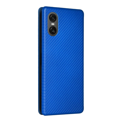 For Sony Xperia 10 VI 2024 Carbon Fiber Texture Flip Leather Phone Case(Blue) - Sony Cases by buy2fix | Online Shopping UK | buy2fix