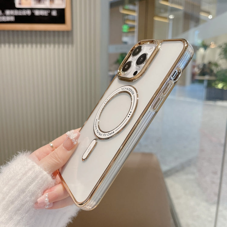 For iPhone 11 MagSafe Magnetic Transparent TPU Electroplated Phone Case(Gold) - iPhone 11 Cases by buy2fix | Online Shopping UK | buy2fix