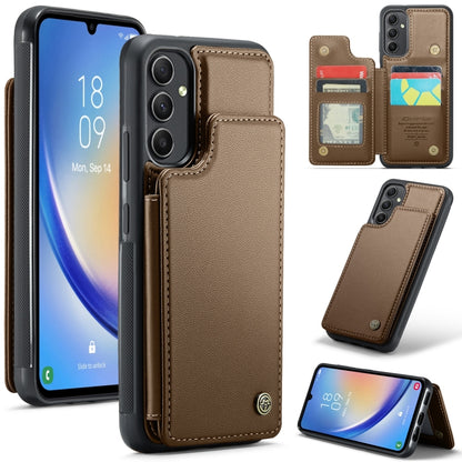 For Samsung Galaxy A54 5G CaseMe C22 Card Slots Holder RFID Anti-theft Phone Case(Brown) - Galaxy Phone Cases by CaseMe | Online Shopping UK | buy2fix