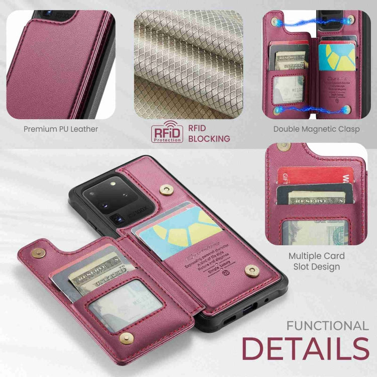 For Samsung Galaxy S20 Ultra CaseMe C22 Card Slots Holder RFID Anti-theft Phone Case(Wine Red) - Galaxy Phone Cases by CaseMe | Online Shopping UK | buy2fix