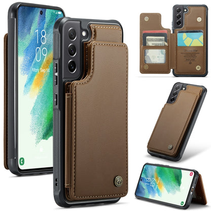 For Samsung Galaxy S21 FE 5G CaseMe C22 Card Slots Holder RFID Anti-theft Phone Case(Brown) - Galaxy Phone Cases by CaseMe | Online Shopping UK | buy2fix