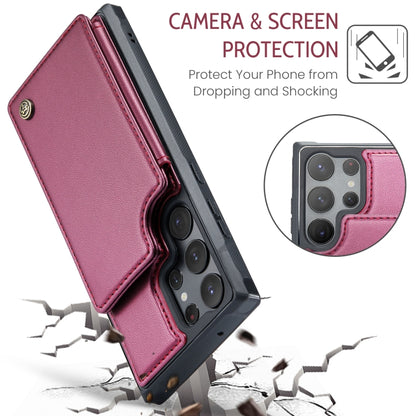 For Samsung Galaxy S23 Ultra 5G CaseMe C22 Card Slots Holder RFID Anti-theft Phone Case(Wine Red) - Galaxy S23 Ultra 5G Cases by CaseMe | Online Shopping UK | buy2fix