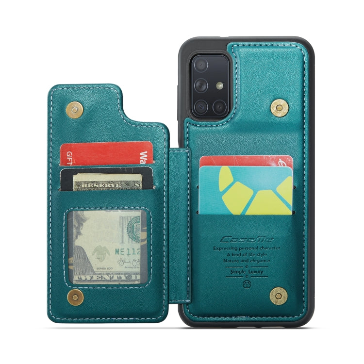 For Samsung Galaxy A51 4G CaseMe C22 Card Slots Holder RFID Anti-theft Phone Case(Blue Green) - Galaxy Phone Cases by CaseMe | Online Shopping UK | buy2fix