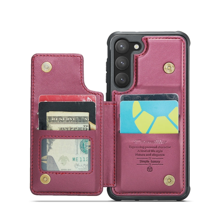 For Samsung Galaxy S23 5G CaseMe C22 Card Slots Holder RFID Anti-theft Phone Case(Wine Red) - Galaxy S23 5G Cases by CaseMe | Online Shopping UK | buy2fix