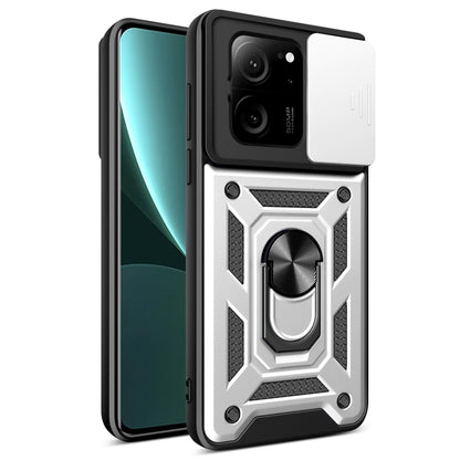 For Xiaomi 13T/13T Pro/Redmi K60 Ultra Sliding Camera Cover Design TPU Hybrid PC Phone Case(Silver) - Redmi K60 Ultra Cases by buy2fix | Online Shopping UK | buy2fix