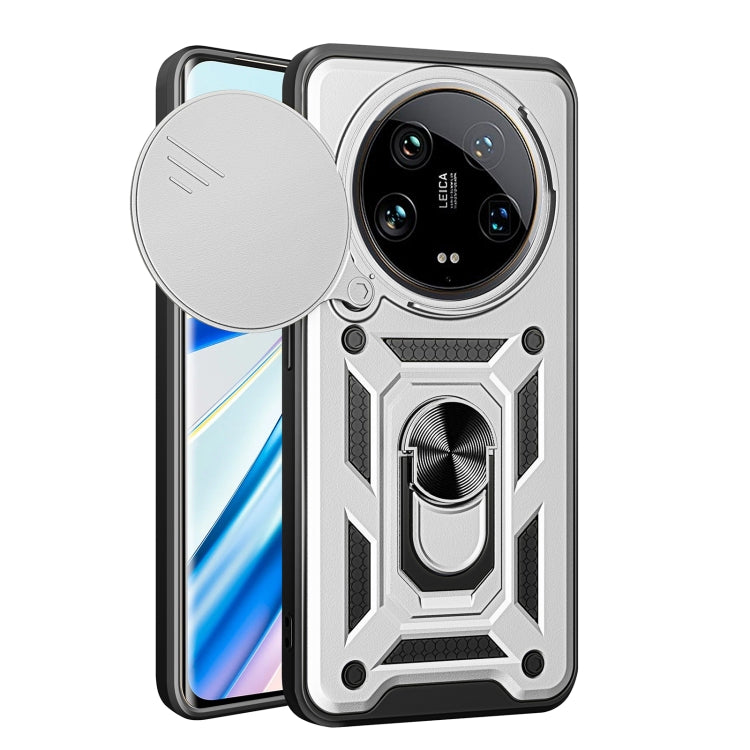 For Xiaomi 14 Ultra Sliding Camera Cover Design TPU Hybrid PC Phone Case(Silver) - 14 Ultra Cases by buy2fix | Online Shopping UK | buy2fix