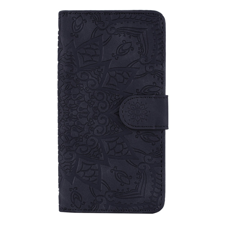 For iPhone 16 Pro Mandala Embossed Dual-Fold Calf Leather Phone Case(Black) - iPhone 16 Pro Cases by buy2fix | Online Shopping UK | buy2fix