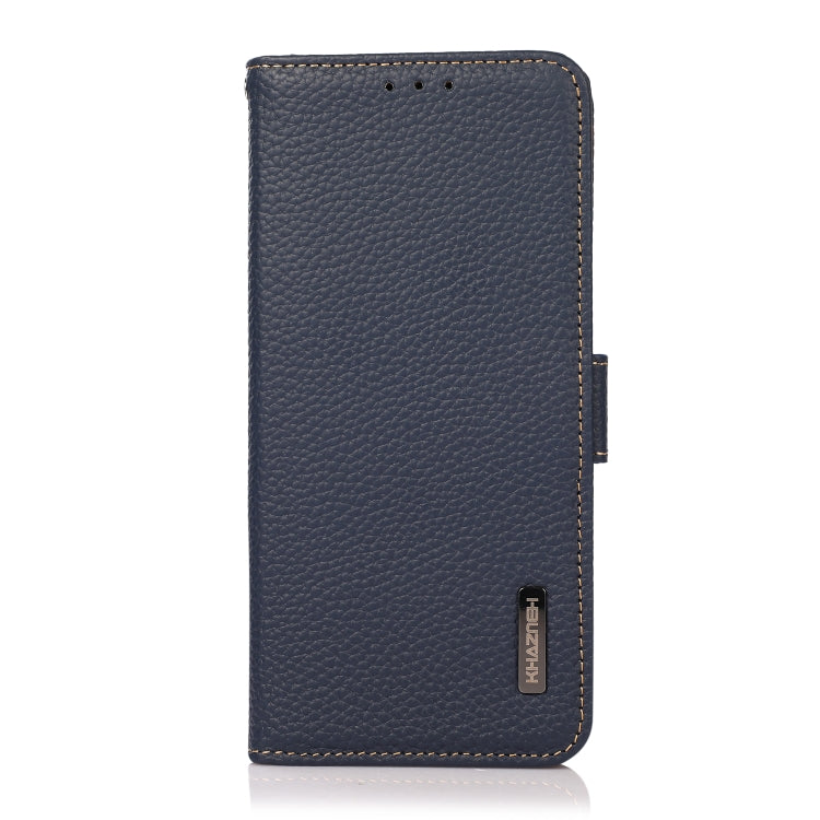 For Xiaomi Redmi K70 KHAZNEH Side-Magnetic Litchi Genuine Leather RFID Phone Case(Blue) - K70 Cases by buy2fix | Online Shopping UK | buy2fix