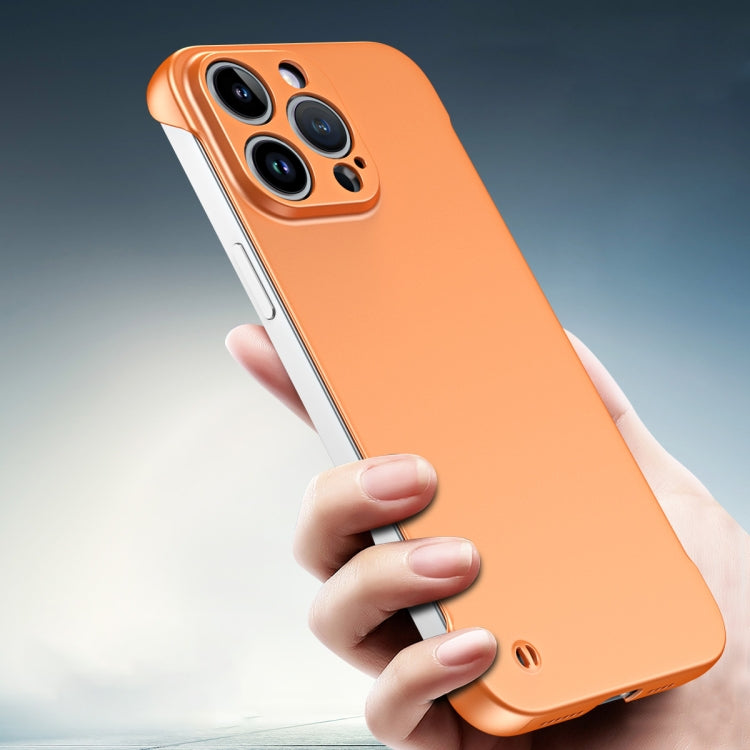 For iPhone 14 Frameless Metallic Paint Hybrid PC Phone Case(Orange) - iPhone 14 Cases by buy2fix | Online Shopping UK | buy2fix