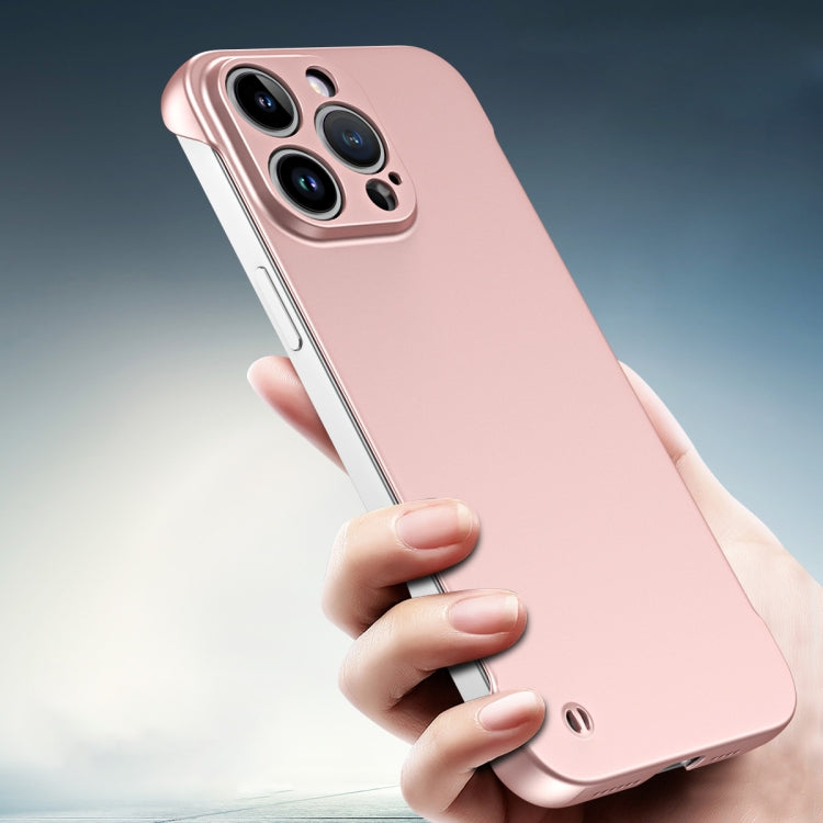 For iPhone 14 Pro Frameless Metallic Paint Hybrid PC Phone Case(Rose Gold) - iPhone 14 Pro Cases by buy2fix | Online Shopping UK | buy2fix