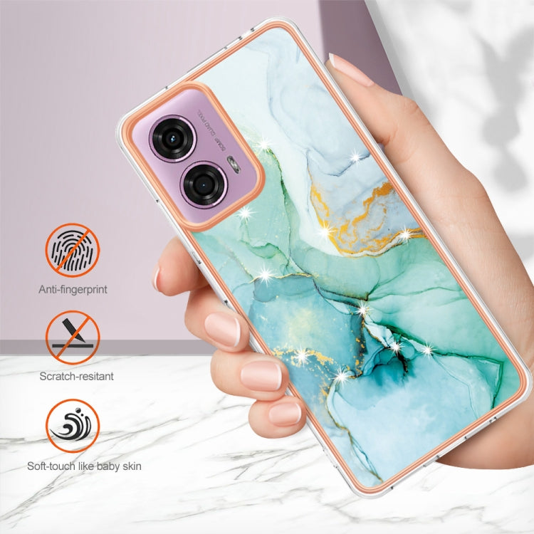 For Motorola Moto G24 4G / G04 4G Electroplating Marble Dual-side IMD Phone Case(Green 003) - Motorola Cases by buy2fix | Online Shopping UK | buy2fix