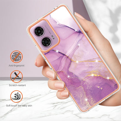 For Motorola Moto G24 4G / G04 4G Electroplating Marble Dual-side IMD Phone Case(Purple 001) - Motorola Cases by buy2fix | Online Shopping UK | buy2fix