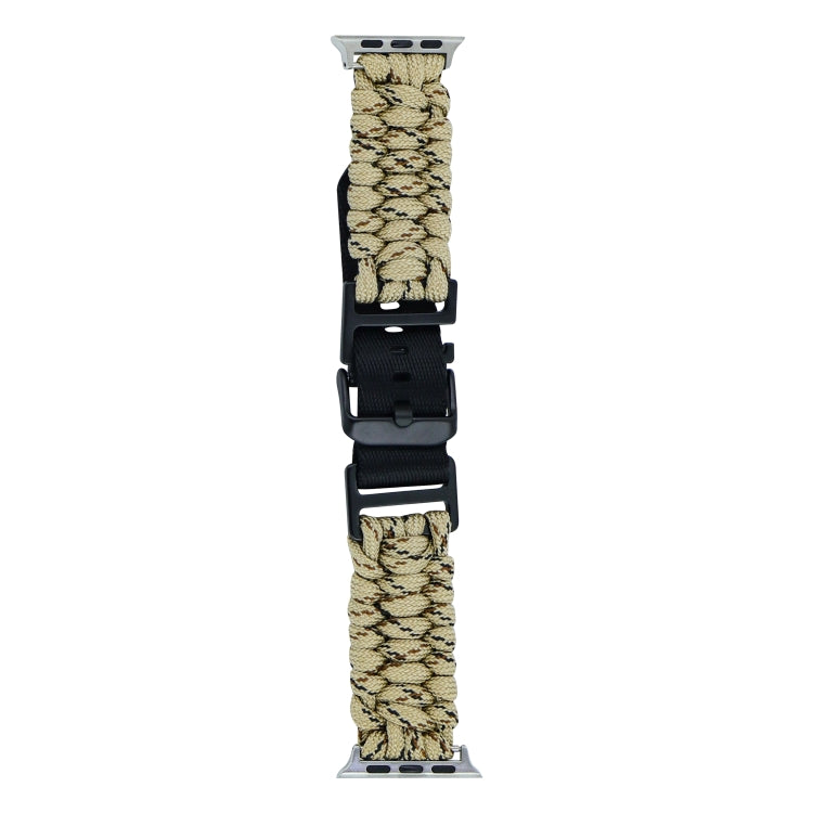 For Apple Watch Ultra 2 49mm Paracord Plain Braided Webbing Buckle Watch Band(Khaki Camouflage) - Watch Bands by buy2fix | Online Shopping UK | buy2fix