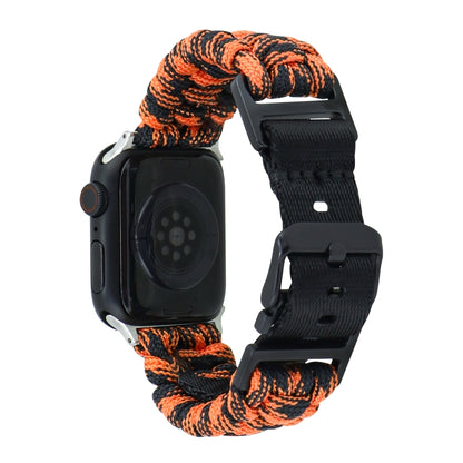 For Apple Watch Ultra 49mm Paracord Plain Braided Webbing Buckle Watch Band(Black Orange) - Watch Bands by buy2fix | Online Shopping UK | buy2fix