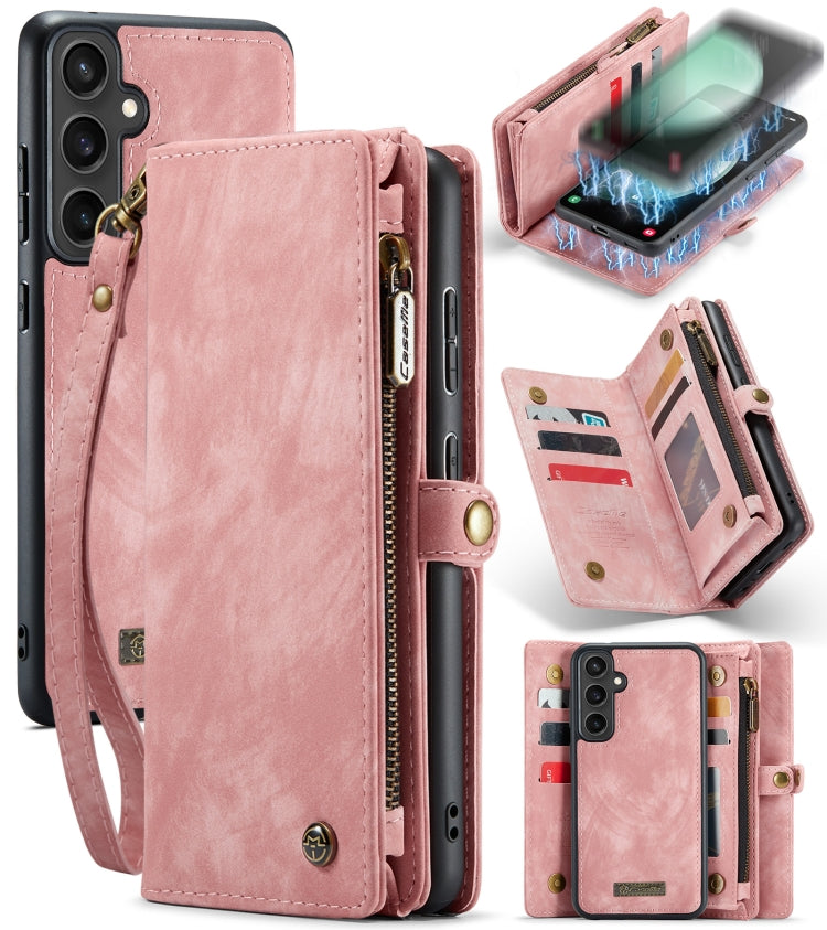 For Samsung Galaxy S23 FE CaseMe 008 Multifunctional Zipper Wallet Leather Phone Case with Lanyard(Pink) - Galaxy S23 FE 5G Cases by CaseMe | Online Shopping UK | buy2fix