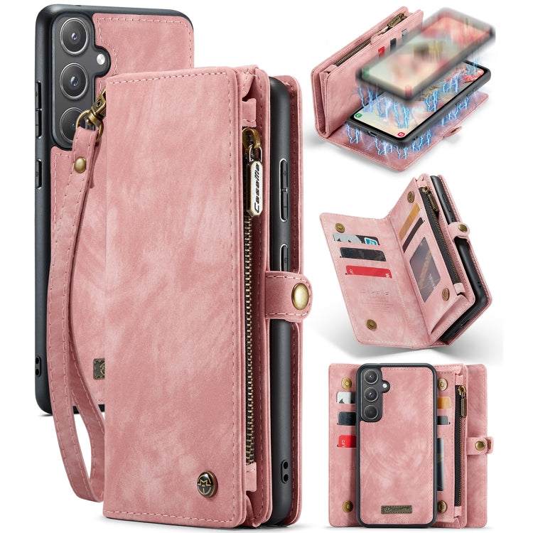 For Samsung Galaxy A55 5G CaseMe 008 Multifunctional Zipper Wallet Leather Phone Case with Lanyard(Pink) - Galaxy Phone Cases by CaseMe | Online Shopping UK | buy2fix