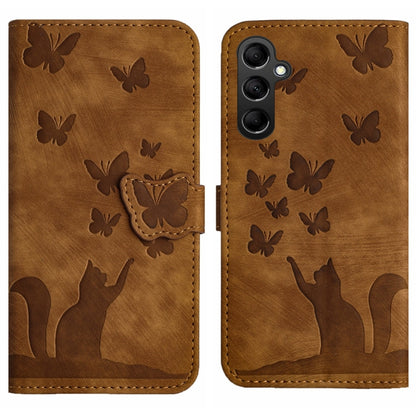 For Samsung Galaxy S24+ 5G Butterfly Cat Embossing Flip Leather Phone Case(Brown) - Galaxy S24+ 5G Cases by buy2fix | Online Shopping UK | buy2fix