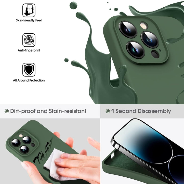 For iPhone 16 Pro Microfiber Liquid Silicone Shockproof Phone Case(Dark Green) - iPhone 16 Pro Cases by buy2fix | Online Shopping UK | buy2fix