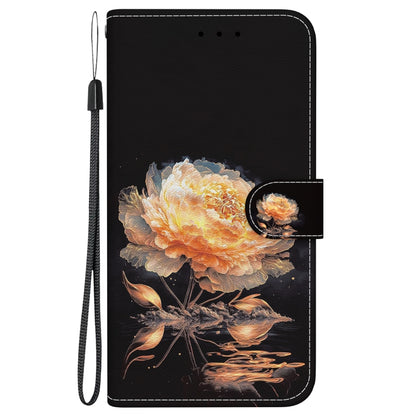 For OPPO Reno11 Global Crystal Texture Colored Drawing Leather Phone Case(Gold Peony) - Reno11 Cases by buy2fix | Online Shopping UK | buy2fix