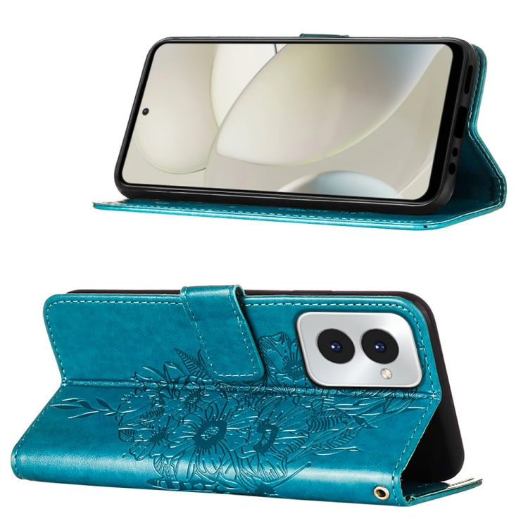 For Motorola Moto G Power 5G 2024 Embossed Butterfly Leather Phone Case(Blue) - Motorola Cases by buy2fix | Online Shopping UK | buy2fix