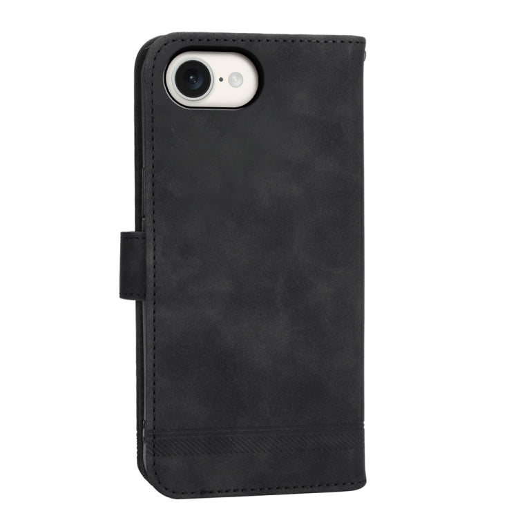 For iPhone 16e Dierfeng Dream Line TPU + PU Leather Phone Case(Black) - iPhone 16e Cases by buy2fix | Online Shopping UK | buy2fix