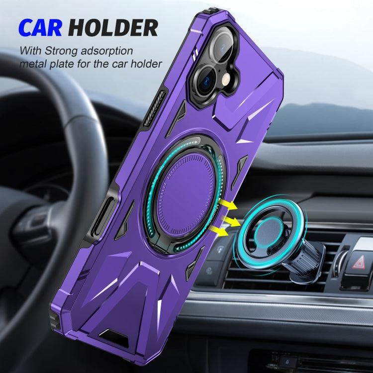 For iPhone 16 Plus MagSafe Magnetic Shockproof Phone Case with Ring Holder(Purple) - iPhone 16 Plus Cases by buy2fix | Online Shopping UK | buy2fix