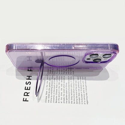 For iPhone 15 Pro Glitter MagSafe Magnetic Phone Case with Stand(Purple) - iPhone 15 Pro Cases by buy2fix | Online Shopping UK | buy2fix