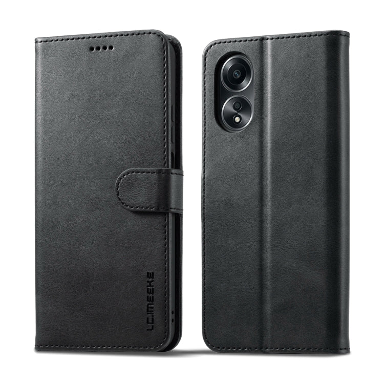 For OPPO A18 4G / A38 4G LC.IMEEKE Calf Texture Horizontal Flip Leather Case(Black) - A18 Cases by LC.IMEEKE | Online Shopping UK | buy2fix