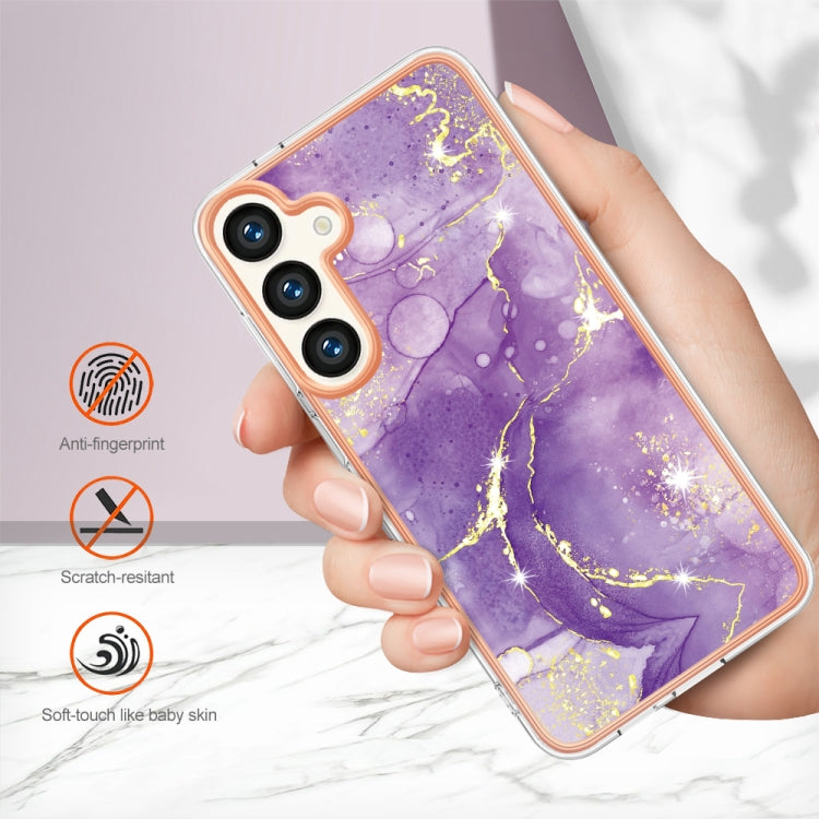 For Samsung Galaxy S24 5G Electroplating Marble Dual-side IMD Phone Case(Purple 002) - Galaxy S24 5G Cases by buy2fix | Online Shopping UK | buy2fix