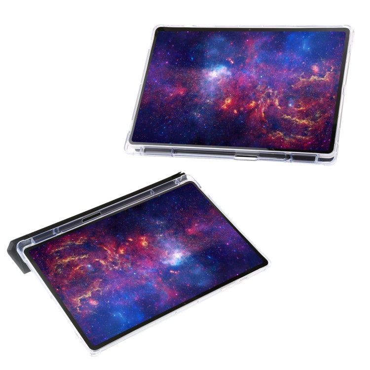 For Samsung Galaxy Tab S9+ Clear Acrylic Deformation Leather Tablet Case(Black) - Galaxy Tab S9+ Cases by buy2fix | Online Shopping UK | buy2fix