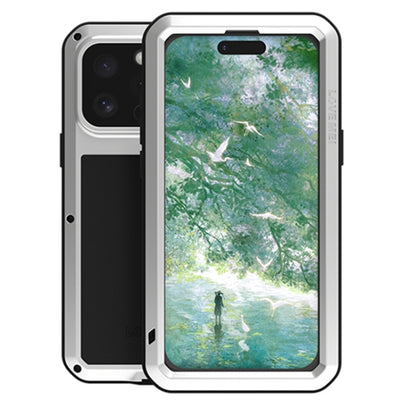 For iPhone 16 Pro Max LOVE MEI Metal Shockproof Life Waterproof Dustproof Phone Case(Silver) - iPhone 16 Pro Max Tempered Glass by LOVE MEI | Online Shopping UK | buy2fix