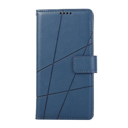 For iPhone 16 Pro PU Genuine Leather Texture Embossed Line Phone Case(Blue) - iPhone 16 Pro Cases by buy2fix | Online Shopping UK | buy2fix