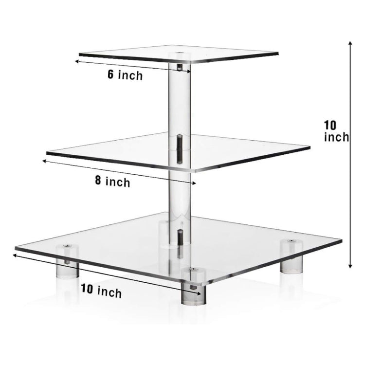 YX063 3 Tier Acrylic Square Cupcake Stand - Storage Boxes by buy2fix | Online Shopping UK | buy2fix