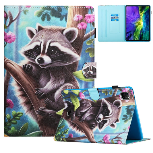 For iPad Pro 11 2024 Colored Drawing Stitching Leather Tablet Smart Case(Raccoon) - iPad Pro 11 2024 Cases by buy2fix | Online Shopping UK | buy2fix