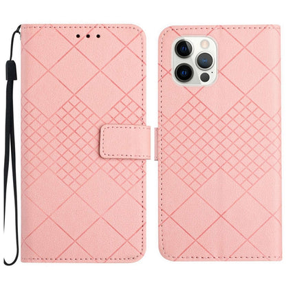 For iPhone 16 Pro Max Rhombic Grid Texture Leather Phone Case(Pink) - iPhone 16 Pro Max Cases by buy2fix | Online Shopping UK | buy2fix