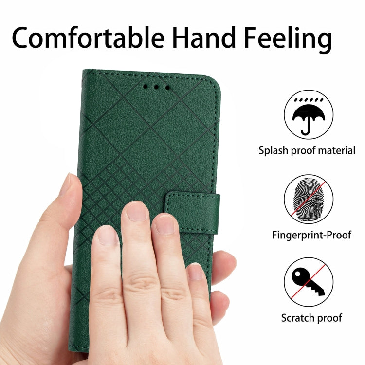 For iPhone 16 Pro Rhombic Grid Texture Leather Phone Case(Green) - iPhone 16 Pro Cases by buy2fix | Online Shopping UK | buy2fix