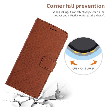 For iPhone 16 Pro Rhombic Grid Texture Leather Phone Case(Brown) - iPhone 16 Pro Cases by buy2fix | Online Shopping UK | buy2fix