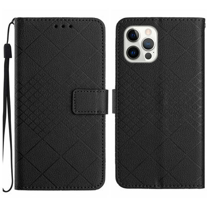 For iPhone 16 Pro Rhombic Grid Texture Leather Phone Case(Black) - iPhone 16 Pro Cases by buy2fix | Online Shopping UK | buy2fix