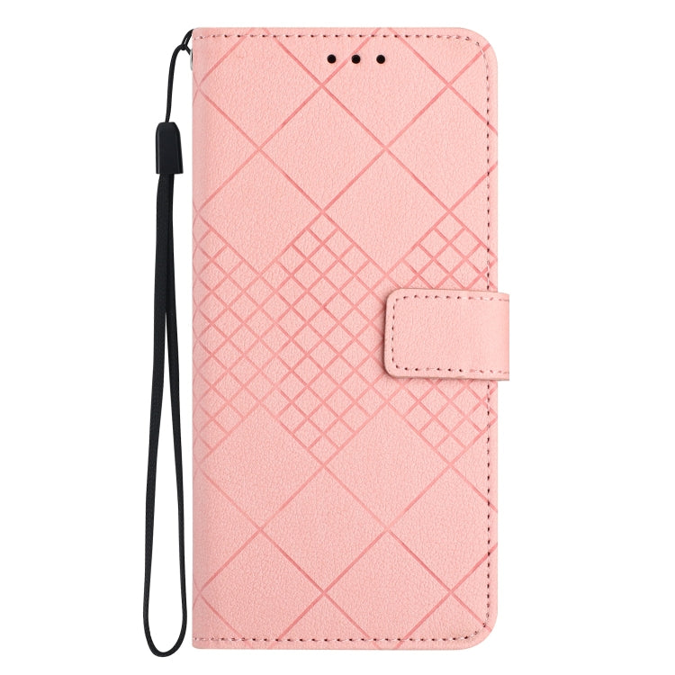 For Motorola Moto G Power 5G 2024 Rhombic Grid Texture Leather Phone Case(Pink) - Motorola Cases by buy2fix | Online Shopping UK | buy2fix