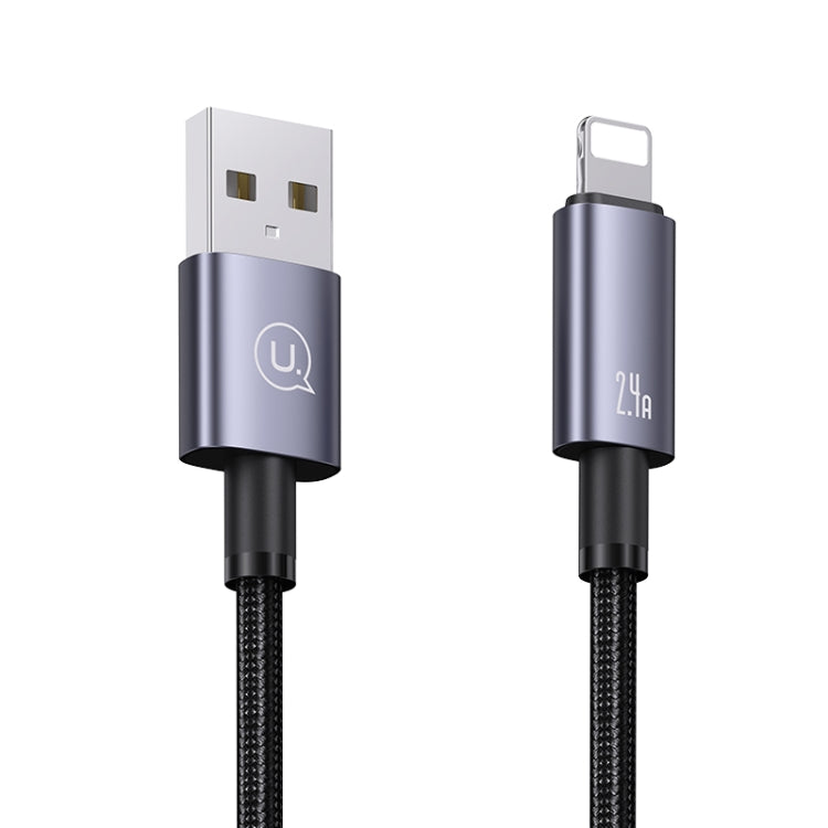 USAMS US-SJ667 USB To 8 Pin 2.4A Fast Charge Data Cable, Length: 1.2m(Black) - Normal Style Cable by USAMS | Online Shopping UK | buy2fix