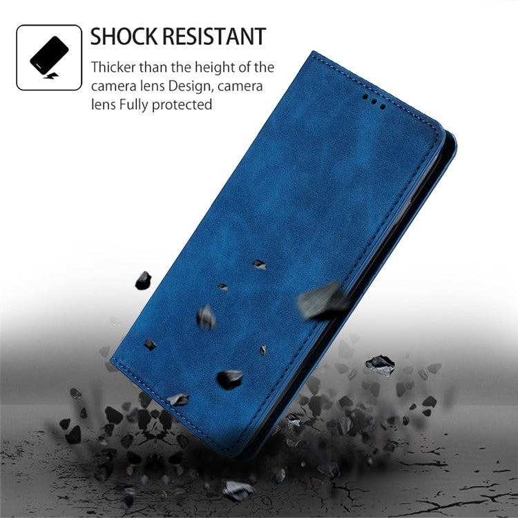 For Motorola Moto G Play 4G 2024 Skin Feel Magnetic Leather Phone Case(Blue) - Motorola Cases by buy2fix | Online Shopping UK | buy2fix