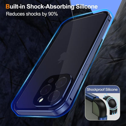 For iPhone 15 Anti-peeping Magnetic Double-sided Tempered Glass Phone Case(Silver) - iPhone 15 Cases by buy2fix | Online Shopping UK | buy2fix