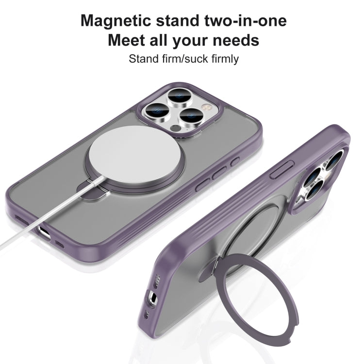 For iPhone 15 Pro Max Mutural MagSafe Magnetic Holder Phone Case(Grey) - iPhone 15 Pro Max Cases by Mutural | Online Shopping UK | buy2fix
