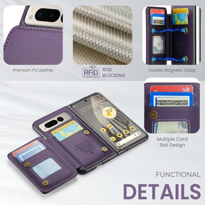 For Google Pixel Fold CaseMe C22 PC+TPU Business Style RFID Anti-theft Leather Phone Case(Purple) - Google Cases by CaseMe | Online Shopping UK | buy2fix