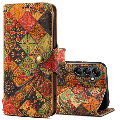 For Samsung Galaxy S24 5G Denior Flower Language Series Cork Fabric Oil Edge Leather Phone Case(Autumn) - Galaxy S24 5G Cases by Denior | Online Shopping UK | buy2fix